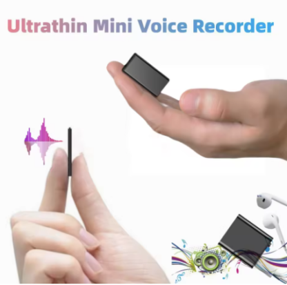 Mini Grabadora de Sonido Ultrafina con Cifrado de Seguridad Profesional, Reproductor MP3 Portátil y Dispositivo de Escucha Discreta