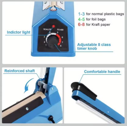 Sellador térmico de impulso, máquina eléctrica portátil para envasado de alimentos en bolsas de plástico de 11 pulgadas. Ideal para el hogar - Image 4